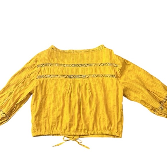 Free People Follow Your Heart Golden Yellow Embroidered Crop Top Size Small - Picture 12 of 12